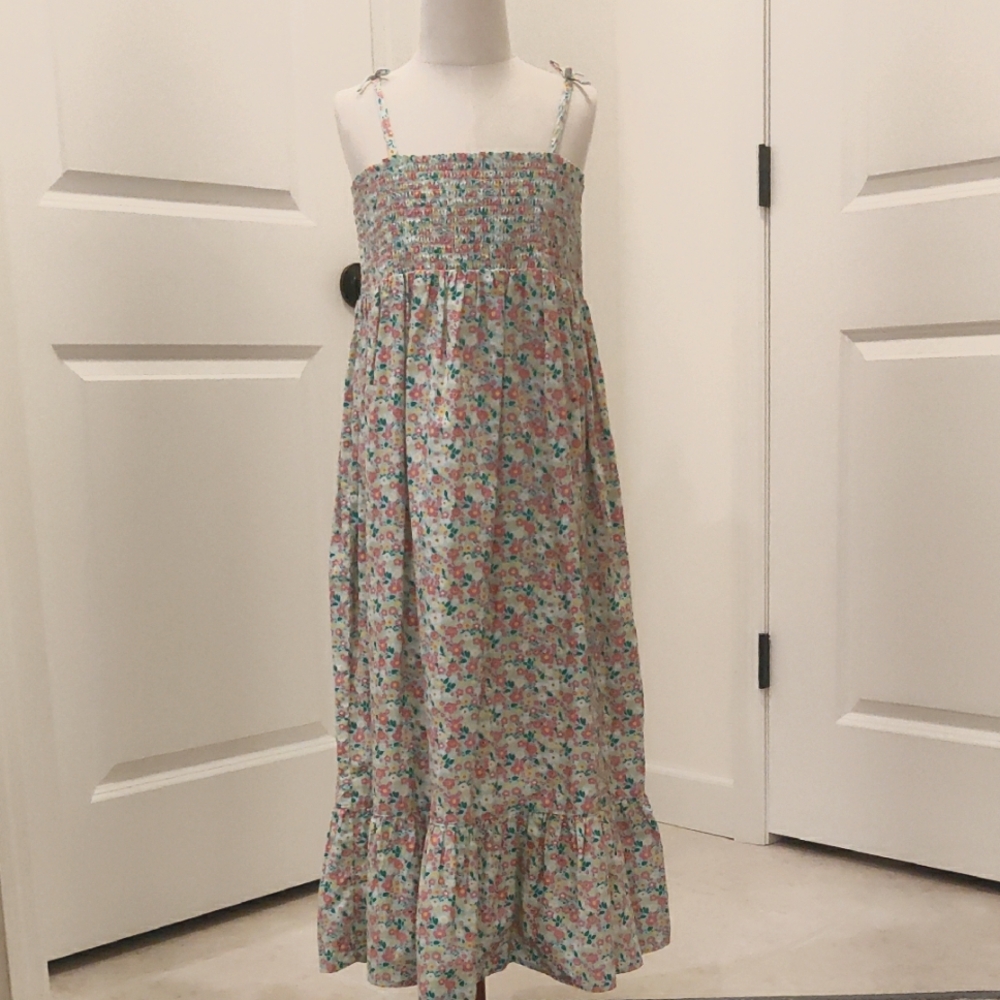 Joe Fresh Girls Floral Kids Cotton Spaghetti Straps Dress 10/12